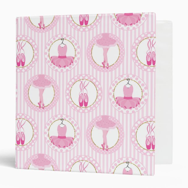 Pink Ballet Dancing - Ballerina Tutu Dancer Binder (Front/Inside)