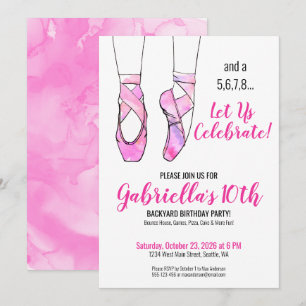 Pink Ballet Girl's Birthday Party Invitation