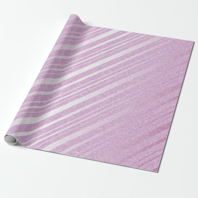 Pink Ballet Pastel Delicate Stripes Lines Wrapping Paper (Unrolled)