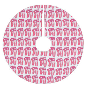 Pink Ballet Pointe Ballerina Toe Shoe Dance Studio Brushed Polyester Tree Skirt