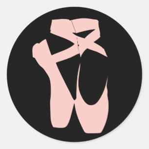 Pink ballet pointe shoes classic round sticker