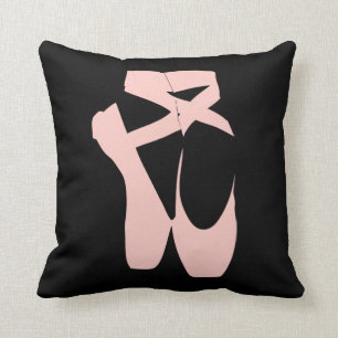 Pink ballet pointe shoes throw pillow