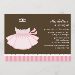 Pink Ballet Princess Girls Birthday Party Invitation