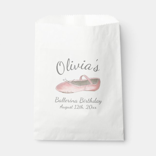 Pink Ballet Shoe Ballerina Birthday Party Dance Favour Bag (Front)