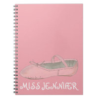 Pink Ballet Shoe Dance Teacher Gift Notebook