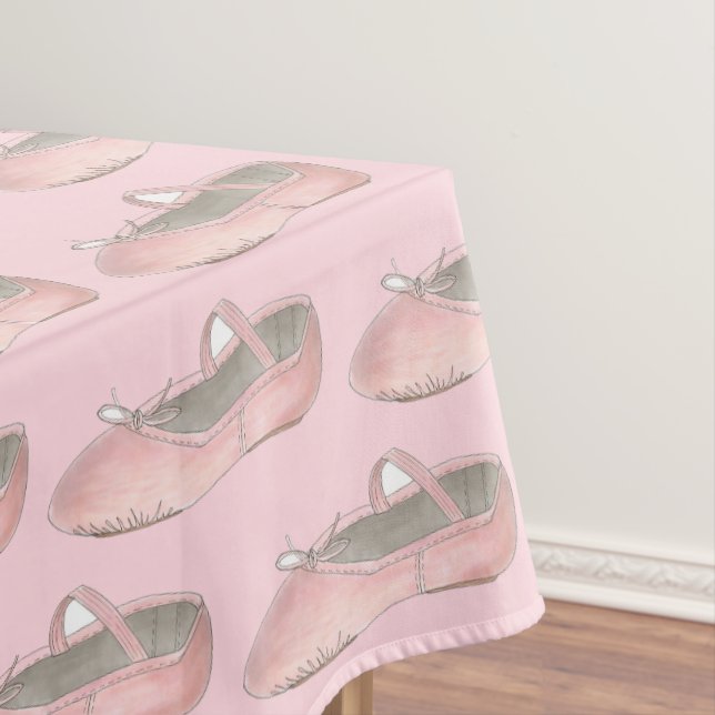 Pink Ballet Shoe Slipper Dance Teacher Ballerina Tablecloth (In Situ)