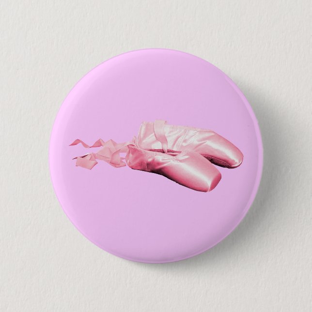 Pink Ballet Shoes 2 Inch Round Button (Front)