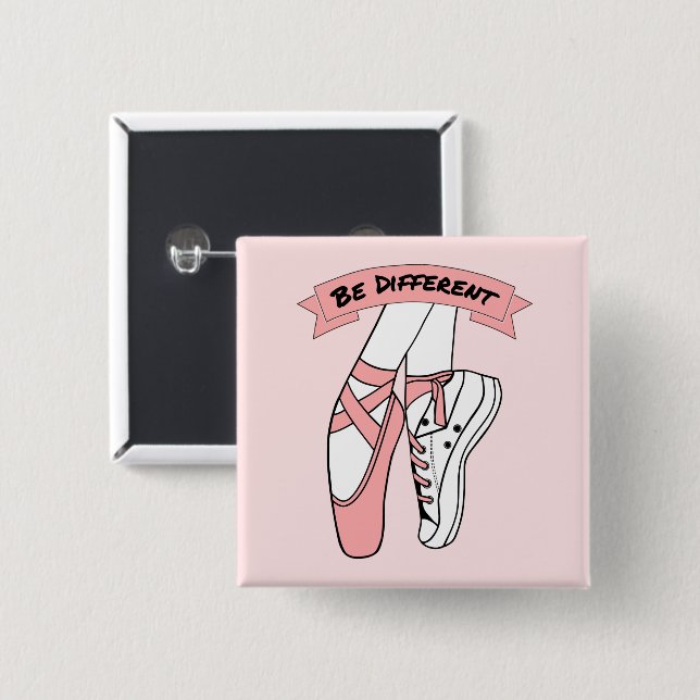 Pink Ballet Shoes 2 Inch Square Button (Front & Back)