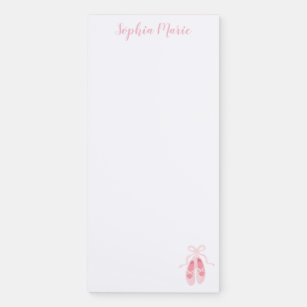 Pink Ballet Shoes Ballerina Girls Stationery Magnetic Notepad