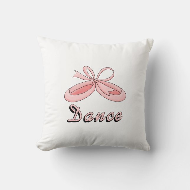Pink Ballet Shoes- Dance Throw Pillow (Front)