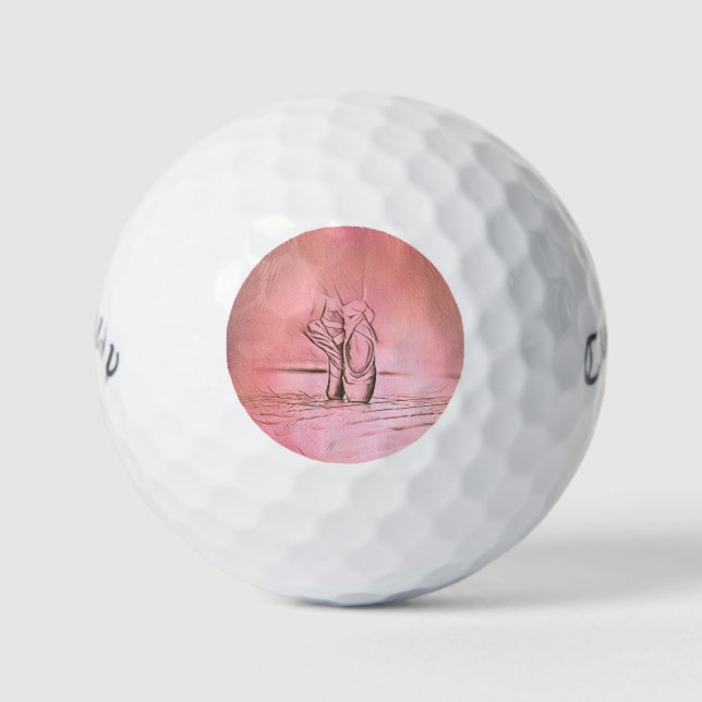 Pink Ballet Shoes on Pointe Dancing Girl Golf Balls (Front)