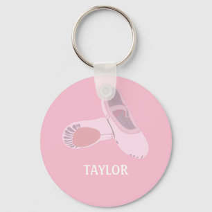 Pink Ballet Shoes Personalized Keychain