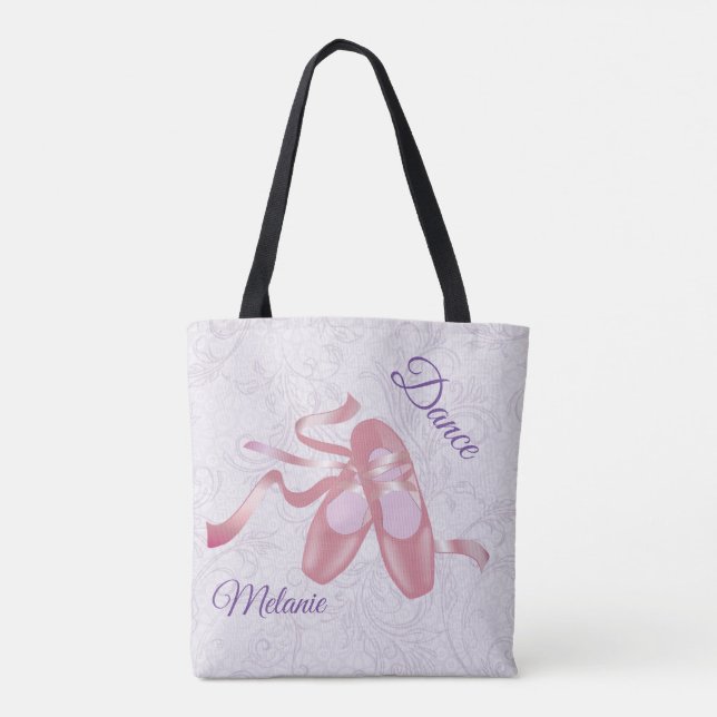 Pink Ballet Shoes Personalized Tote Bag (Back)