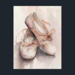 Pink Ballet Shoes Postcard<br><div class="desc">Beautifully illustrated fine art postcard,  perfect for traditional message sending.</div>