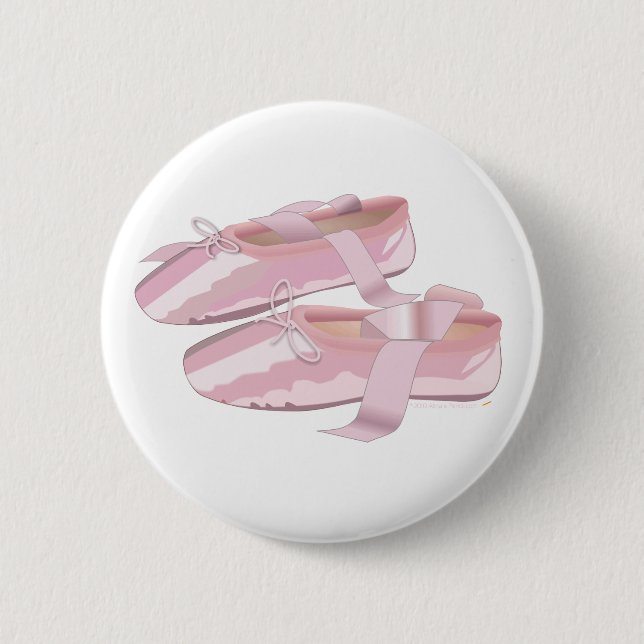 Pink Ballet Shoes Slippers 2 Inch Round Button (Front)