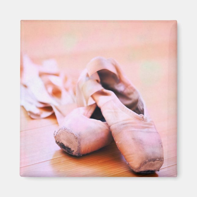 Pink Ballet Slipper Pointe Shoes Dance Template Magnet (Front)