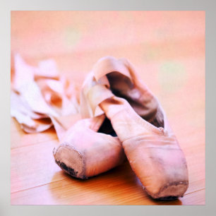 Pink Ballet Slipper Pointe Shoes Dance Template Poster