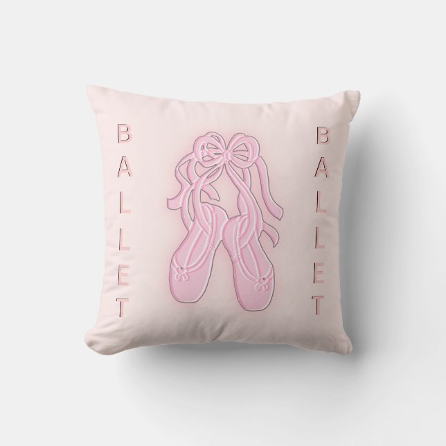 Pink Ballet Slippers American Mojo Throw Pillow (Front)