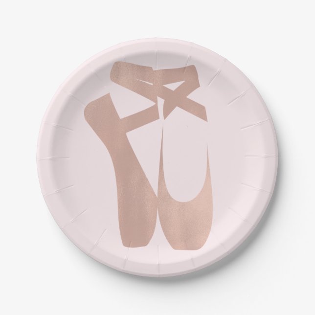 Pink Ballet Slippers Ballerina Birthday Party Paper Plate (Front)