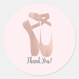 Pink Ballet Slippers Ballerina Rose Party Favour Classic Round Sticker