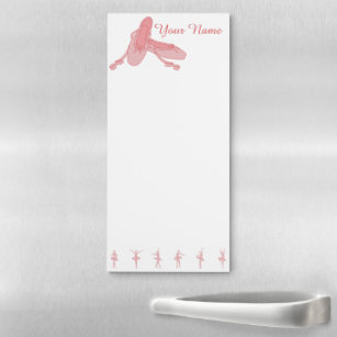 Pink Ballet Slippers Personalized Ballerina Magnetic Notepad