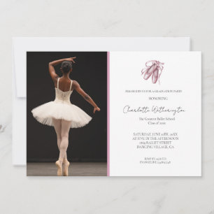 Pink Ballet Slippers Photo Graduate Invitation