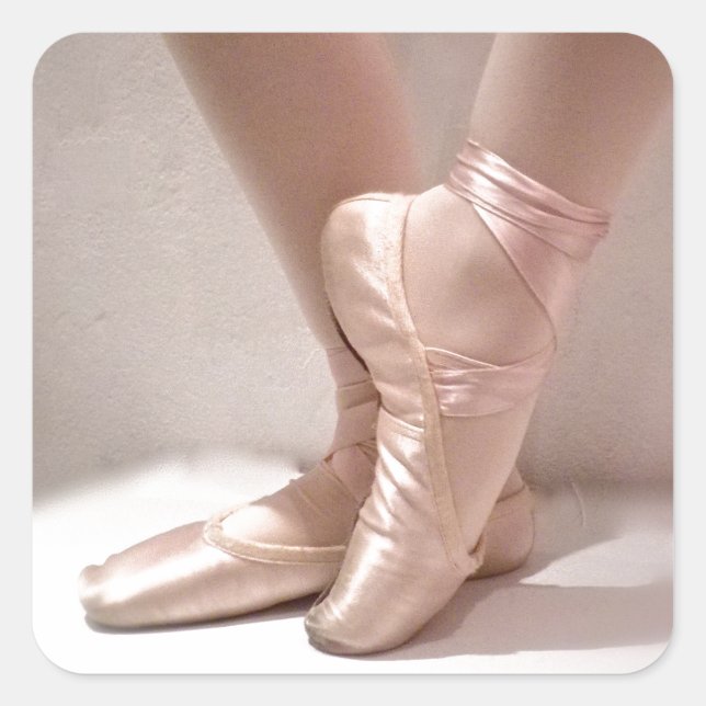 Pink Ballet Slippers Square Sticker (Front)