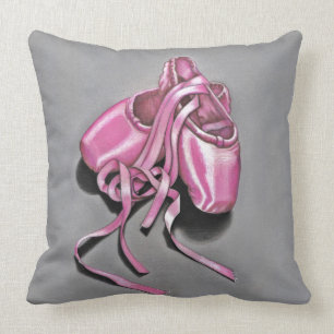 Pink Ballet Slippers Throw Pillow