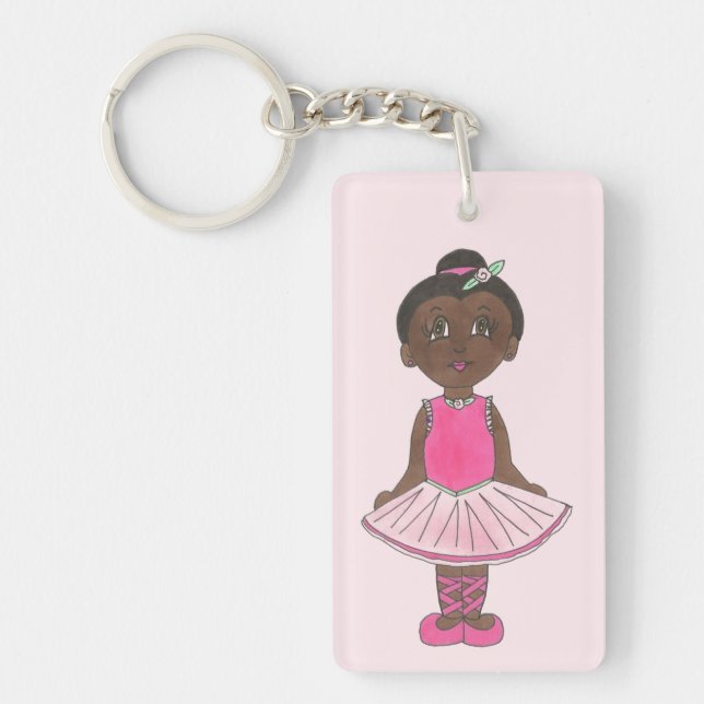 Pink Ballet Tutu Dance Recital Costume Ballerina Keychain (Front)