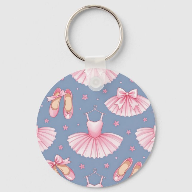 Pink Ballet Tutu Pattern Keychain (Front)