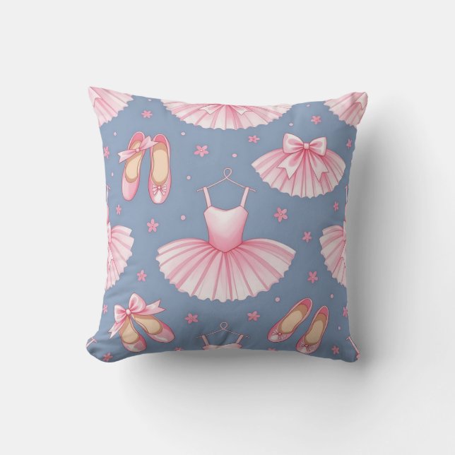 Pink Ballet Tutu Pattern Throw Pillow (Front)