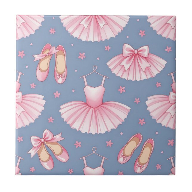 Pink Ballet Tutu Pattern Tile (Front)