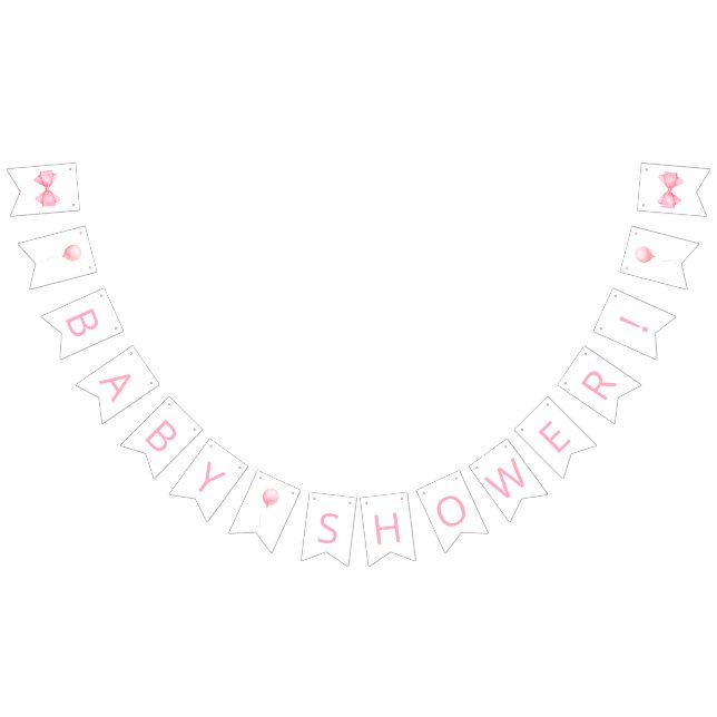 Pink Balloon Baby Shower Bunting Flags (All)