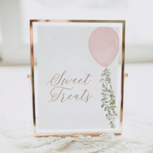 Pink Balloon Birthday Sweet Treats Sign