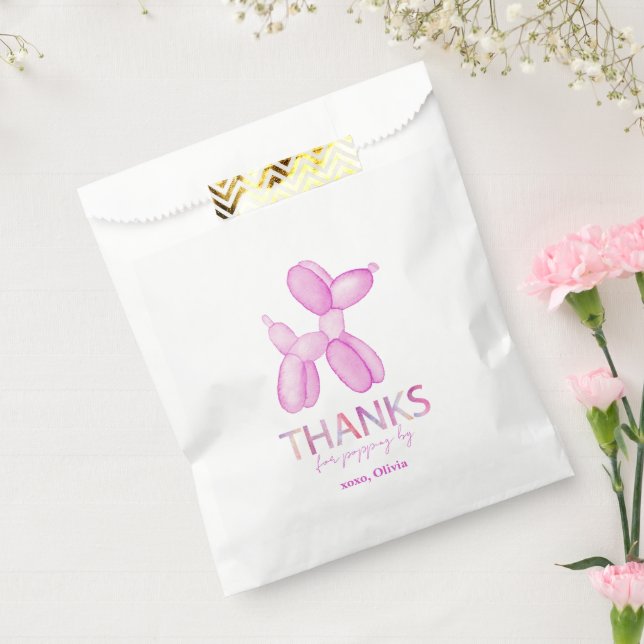 Pink Balloon Dog Birthday Favour Bag (Sealed)