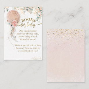 Pink Balloon Floral Eucalyptus Baby Shower books Enclosure Card