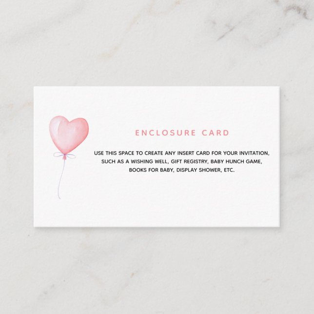 Pink Balloon Heart Enclosure Card (Front)