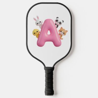 Pink Balloon Letter A Forest Animals  Pickleball Paddle