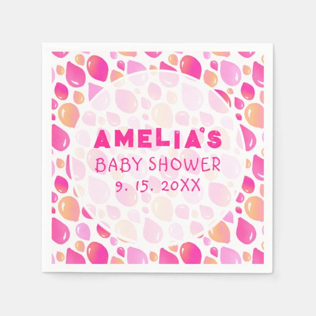 Pink Balloon Pattern Baby Girl Baby Shower Napkin (Front)