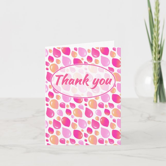 Pink Balloon Pattern Girl Baby Shower Thank You Card (Front)
