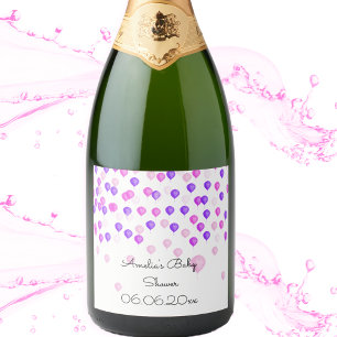 Pink Balloon Personalized Baby Shower Sparkling Wine Label