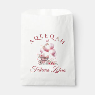 Pink Balloon Stroller Baby Girl Muslim Aqiqah Favour Bag