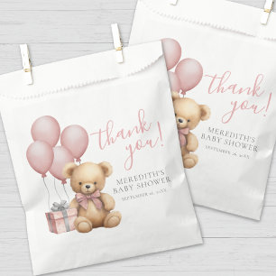 Pink Balloon Teddy Bear Baby Shower Favour Bag