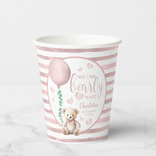 Pink Balloon Teddy Bear Baby Shower  Paper Cups
