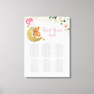 Pink Balloon Teddy Bear Seating Chart Sign