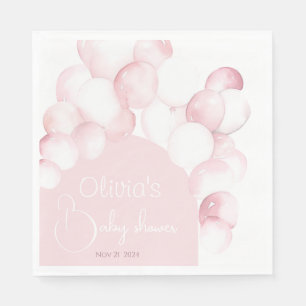 Pink balloons arch baby shower napkins