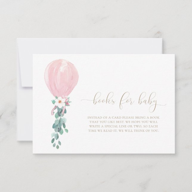 Pink Balloons Books For Baby Request Card (Front)