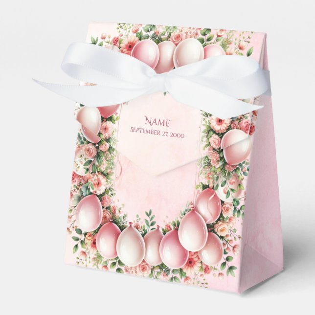 Pink Balloons Favour Box (Front Side)