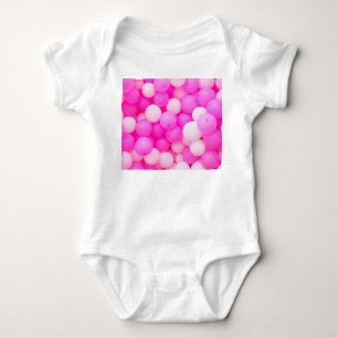 Pink Balloons Festive Background Design. Baby Bodysuit