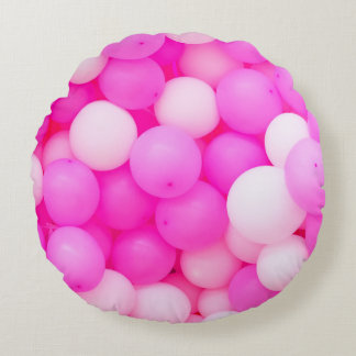 Pink Balloons Festive Background Design. Round Pillow